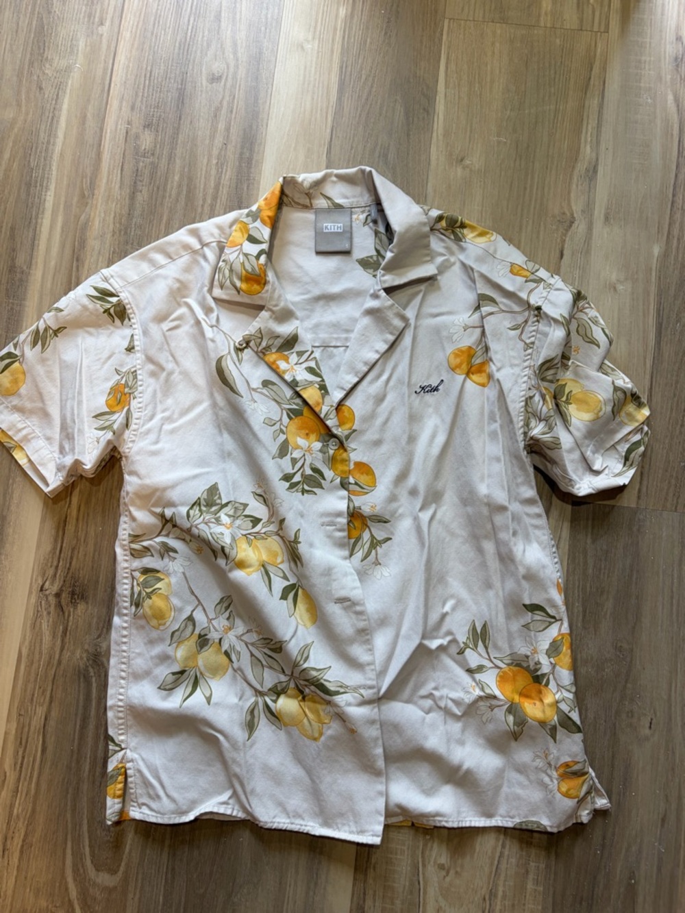 Kith women’s Cream Floral Lemon Print Short-Sleeve Shirt